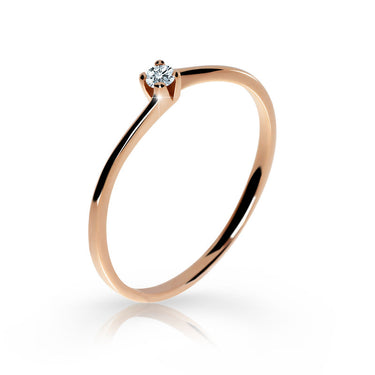 Zlatý zásnubní prsten DF 2943, růžové zlato, s briliantem