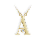 Zlatý dámský náhrdelník DF 4506, písmeno A, žluté zlato, s briliantem