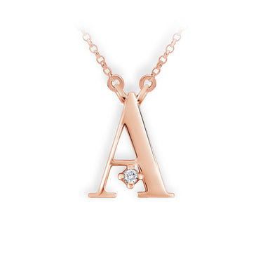 Zlatý dámský náhrdelník DF 4506, písmeno A, růžové zlato, s briliantem