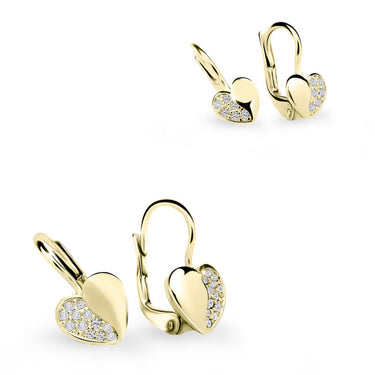 Set dámských a dětských náušnic Danfil 3933/2160, žluté zlato, White, zapínání klapka