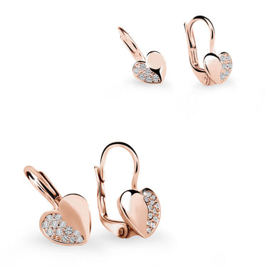 Set dámských a dětských náušnic Danfil 3933/2160, růžové zlato, White, zapínání klapka