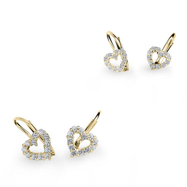 Set dámských a dětských náušnic Danfil C3632/2157, žluté zlato, White, zapínání klapka