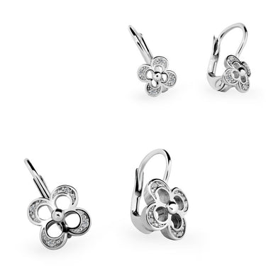 Set dámských a dětských náušnic Danfil 3493/2200, bílé zlato, White, zapínání klapka