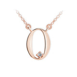 Zlatý dámský náhrdelník DF 4520, písmenko O, růžové zlato, s řetízkem a briliantem