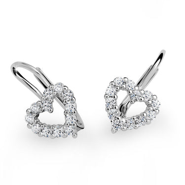 Dámské náušnice Danfil srdíčka C 3632 z bílého zlata se zirkony White
