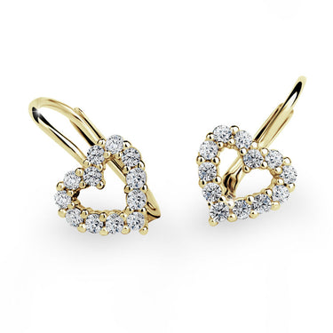 Dámské náušnice Danfil srdíčka C3632 ze žlutého zlata se zirkony White