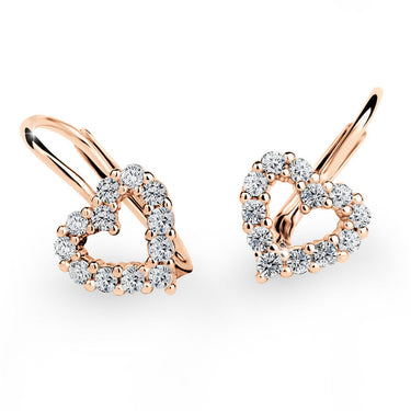 Dámské náušnice Danfil srdíčka C3632 z růžového zlata se zirkony White