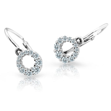 Dětské náušnice Danfil C2154 z bílého zlata s kamínky White, zapínání brizura