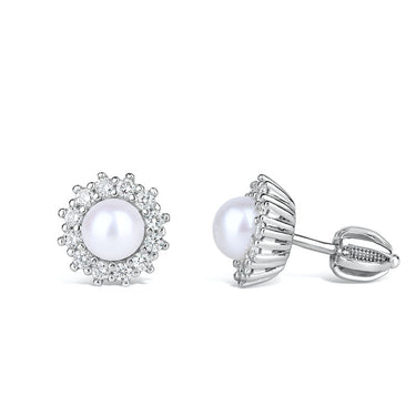 Zlaté dámské náušnice DF 4302, sladkovodní perla, bílé zlato