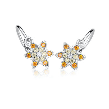 Dětské duhové náušnice Danfil hvězdičky C2206 z bílého zlata, zapínání brizura