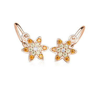 Dětské duhové náušnice Danfil hvězdičky C2206 z růžového zlata, zapínání brizura