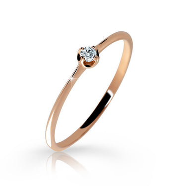 Zlatý zásnubní prsten DF 2931, růžové zlato, s briliantem
