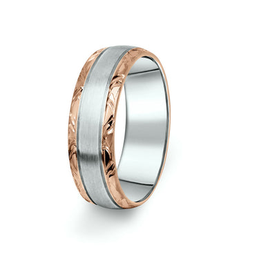 Prsten Danfil DF10/P bílé+růžové 585/1000 bez kamene, povrch brus