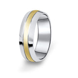 Prsten Danfil DF14/P žluté+bílé 585/1000 bez kamene, povrch brus