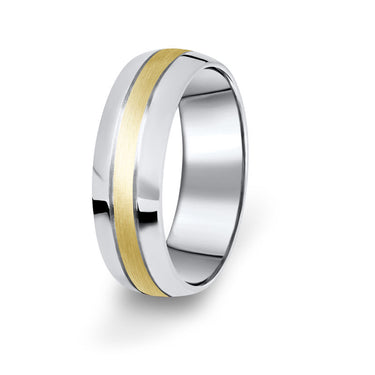 Prsten Danfil DF14/P žluté+bílé 585/1000 bez kamene, povrch brus