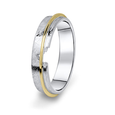 Prsten Danfil DF19/P žluté+bílé 585/1000 bez kamene, povrch ice