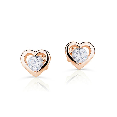 Dětské náušnice Danfil C4377 z růžového zlata s kamínkem White, zapínání balónek