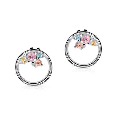 Zlaté dámské náušnice DF 5032, barevné kameny, bílé zlato