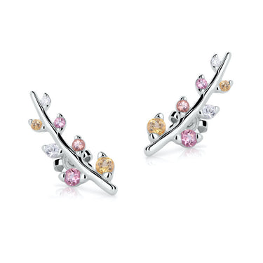 Zlaté dámské náušnice DF 5044, barevné kameny, bílé zlato