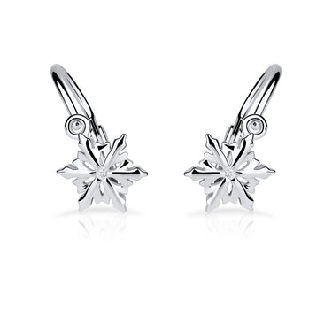 Dětské náušnice Danfil vločky C5127 z bílého zlata s kamínkem White, zapínání brizura