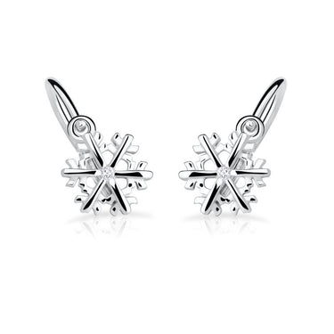Dětské náušnice Danfil vločky C5129 z bílého zlata s kamínky White, zapínání brizura