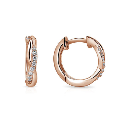 Zlaté dámské náušnice DF 4104, briliantové, růžové zlato