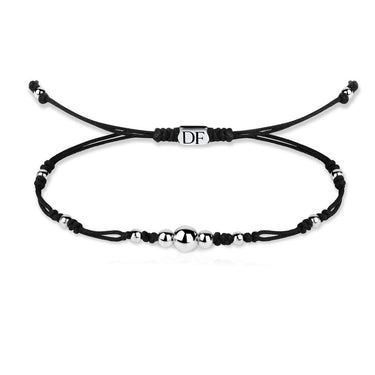 Náramek zlaté kuličky a šňůrka Danfil DLB5185, bílé zlato