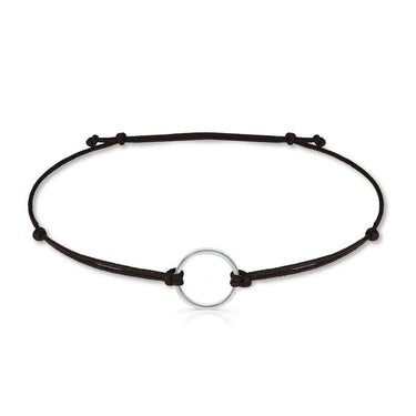 Náramek se zlatým kroužkem a šňůrkou Danfil DLB5186, bílé zlato