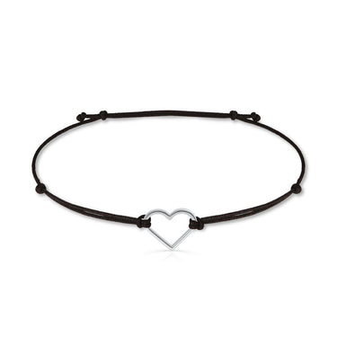 Náramek zlaté srdce se šňůrkou Danfil DLB5187, bílé zlato