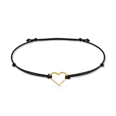 Náramek zlaté srdce se šňůrkou Danfil DLB5187, žluté zlato