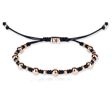 Zlatý náramek se šňůrkou Danfil DLB5189, růžové zlato