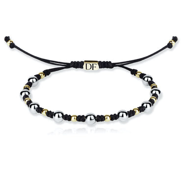 Zlatý náramek se šňůrkou Danfil DLB5189, bílé a žluté zlato