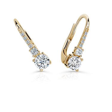 Dětské náušnice Danfil C5212 ze žlutého zlata s kamínky White, zapínání klapka