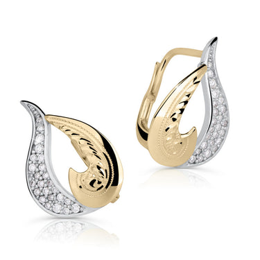 Dámské zlaté náušnice Danfil 4538, lesklý povrch, zapínání klapka