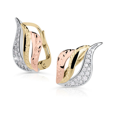 Dámské zlaté náušnice Danfil 4540, lesklý povrch, zapínání klapka