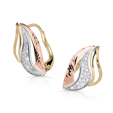 Dámské zlaté náušnice Danfil 4541, lesklý povrch, zapínání klapka