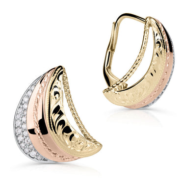 Dámské zlaté náušnice Danfil 4542, lesklý povrch, zapínání klapka