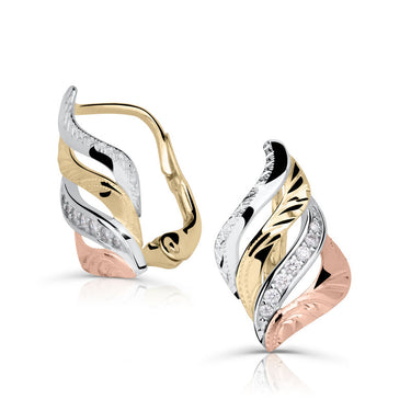 Dámské zlaté náušnice Danfil 4544, lesklý povrch, zapínání klapka