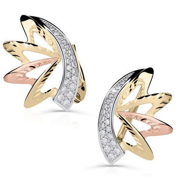 Dámské zlaté náušnice Danfil 4548, lesklý povrch, zapínání klapka