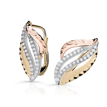 Dámské zlaté náušnice Danfil 4550, pískovaný povrch, zapínání klapka