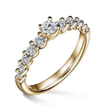 Dafné | Zásnubní prsten se středovým kamenem 0.180ct, žluté zlato, s diamanty