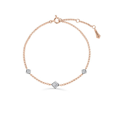 Zlatý dámský náramek DF 5123, z kombinace růžového a bílého zlata s brilianty