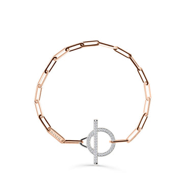 Řetízkový náramek DF 5763, kombinace růžové a bílé zlato s brilianty