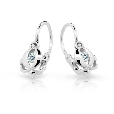 Dětské náušnice Danfil C2218 z bílého zlata s kamínkem White, zapínání brizura