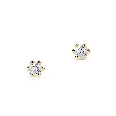 Zlaté dámské náušnice DF 3690, briliantové, žluté zlato