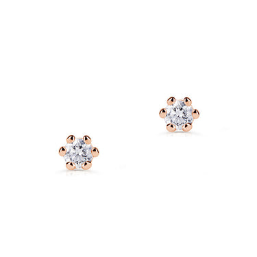 Zlaté dámské náušnice DF 3690, briliantové, růžové zlato