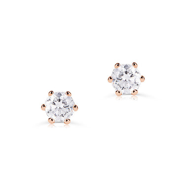 Zlaté dámské náušnice DF 3692, briliantové, růžové zlato