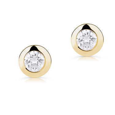 Zlaté dámské náušnice DF 3673, briliantové, žluté zlato