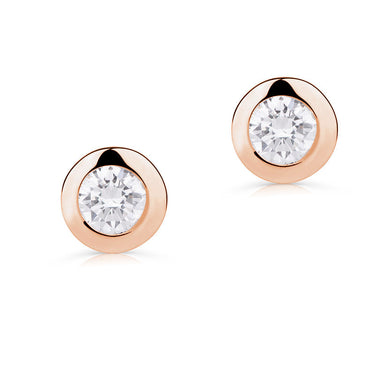 Zlaté dámské náušnice DF 3673, briliantové, růžové zlato