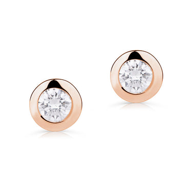 Zlaté dámské náušnice DF 3674, briliantové, růžové zlato